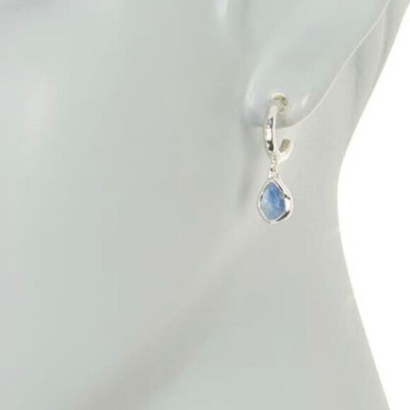 Monica Vinader Sterling Silver Siren Mini Kyanite Nugget Huggie‎ Earrings, NWT - Picture 6 of 16